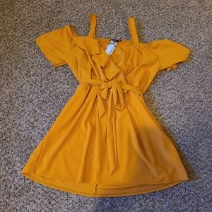 Ruffle Plunge Belted Mini Dress